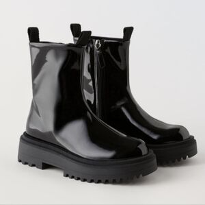 Zara Faux Patten Leather Ankle Boots - NWOT